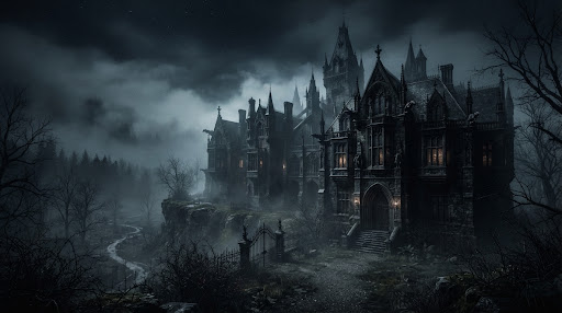 Resident Evil Requiem atmospheric gothic mansion